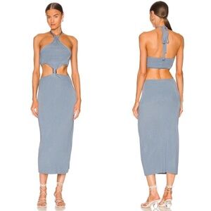 Cult Gaia Cameron knit cut out dress in steel blue XS. Worn once